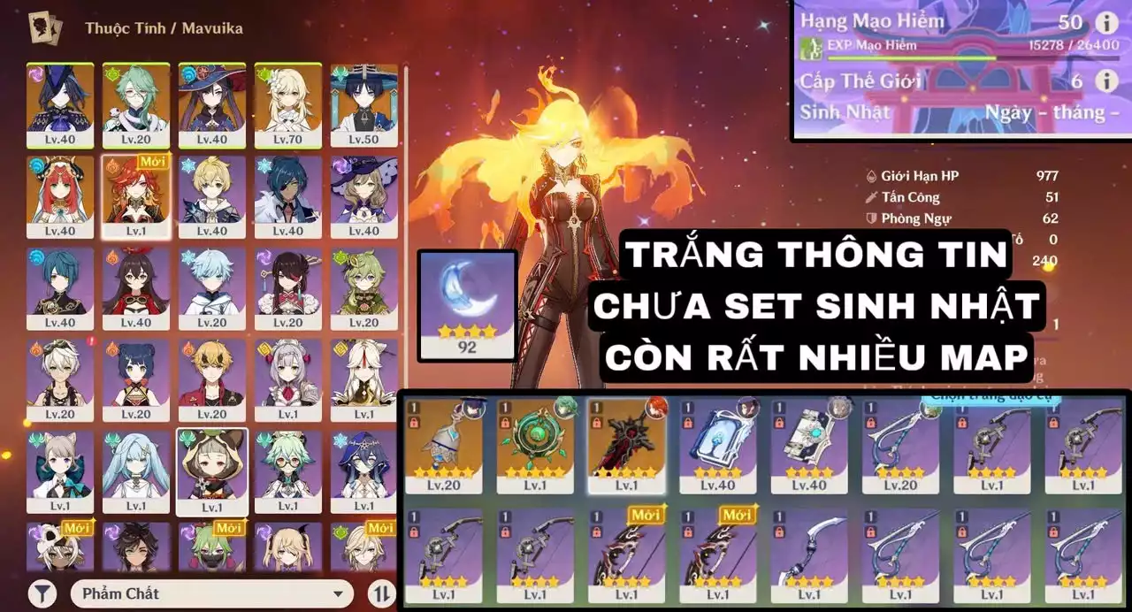 VIP : ( TRẮNG THÔNG TIN - CHƯA SET SINH NHẬT ) TÀI NGUYÊN + MAP CÒN KHÁ NHIỀU NHÂN VẬT ĐẸP ĐÁNG ĐỂ TRẢI NGHIỆM