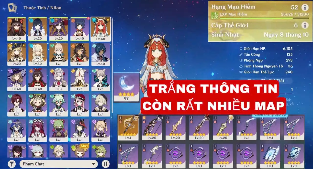 VIP : ( TRẮNG THÔNG TIN  ) TÀI NGUYÊN + MAP CÒN KHÁ NHIỀU NHÂN VẬT ĐẸP ĐÁNG ĐỂ TRẢI NGHIỆM