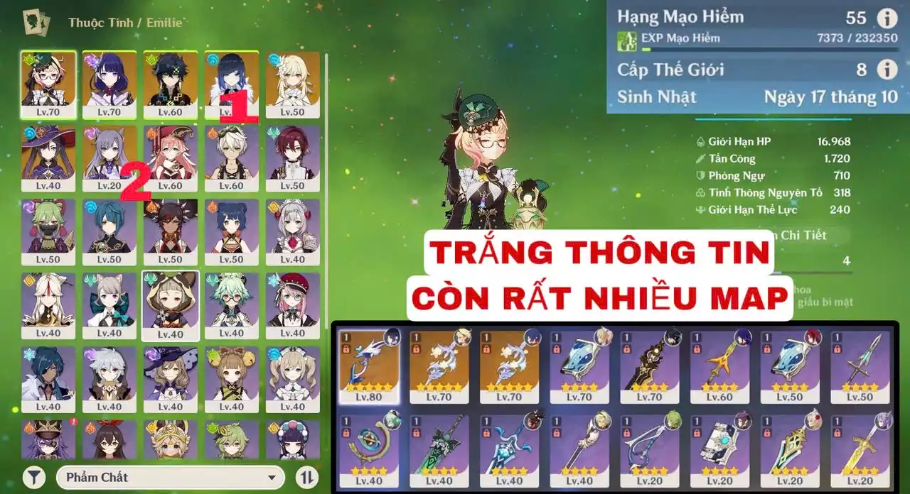 VIP : ( TRẮNG THÔNG TIN  ) TÀI NGUYÊN + MAP CÒN KHÁ NHIỀU NHÂN VẬT ĐẸP ĐÁNG ĐỂ TRẢI NGHIỆM
